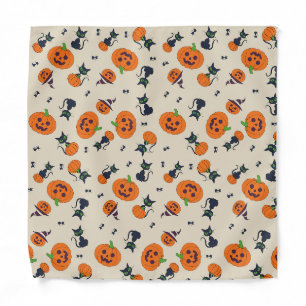 Cute Halloween Pumpkins & Black Cats Pattern Fleec Bandana