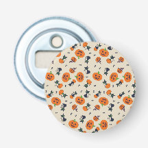 Cute Halloween Pumpkins & Black Cats Pattern Fleec