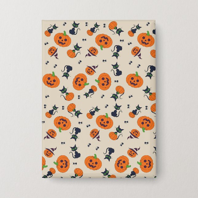Cute Halloween Pumpkins & Black Cats Pattern Fleec Button (Front)