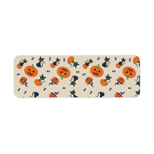 Cute Halloween Pumpkins & Black Cats Pattern Fleec Label (Front)