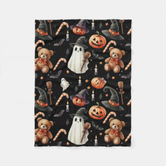 Cute Halloween pumpkins, ghosts, teddy bears Fleece Blanket