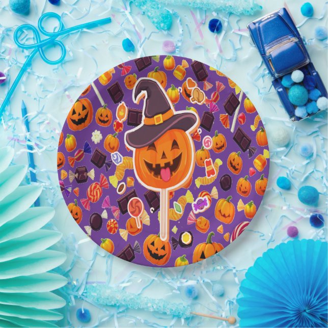 Cute Halloween Pumpkins Paper Plates (Party)