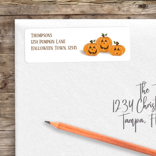Cute Halloween Pumpkins Personalized  Label (Halloween cute pumpkins return address labels. )