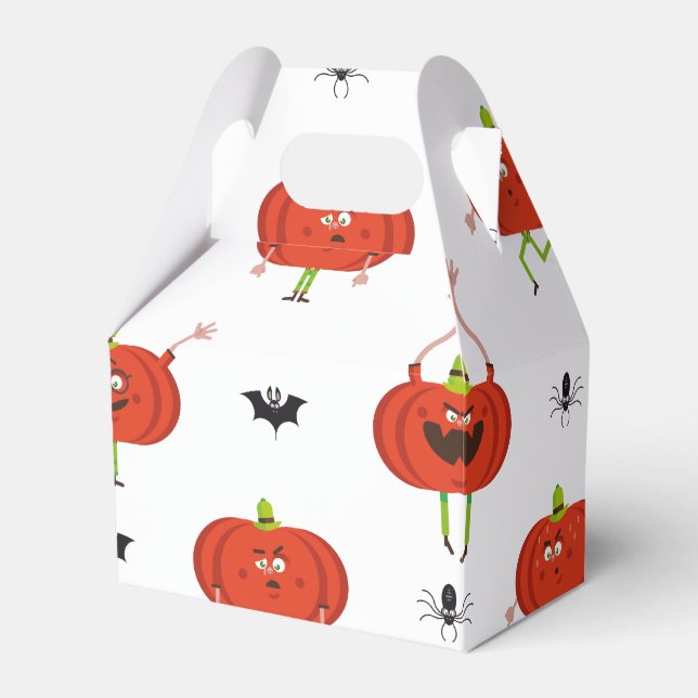 Cute halloween pumpkins, spider & bat pattern favor boxes (Front Side)