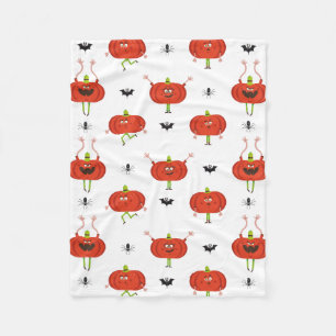 Cute halloween pumpkins, spider & bat pattern fleece blanket