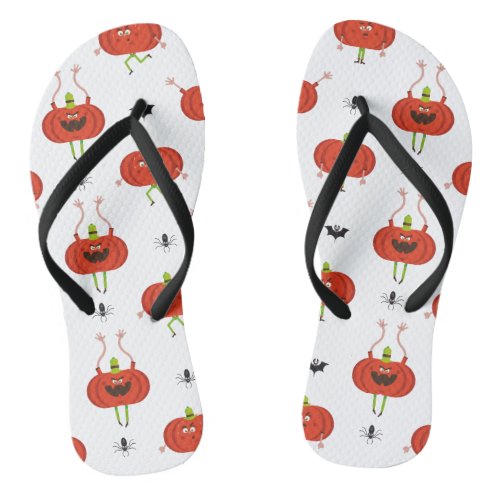 Cute halloween pumpkins spider  bat pattern flip flops