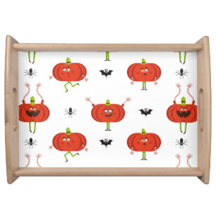 Cute halloween pumpkins, spider & bat pattern serving tray