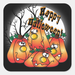 Cute Halloween Pumpkins Square Sticker