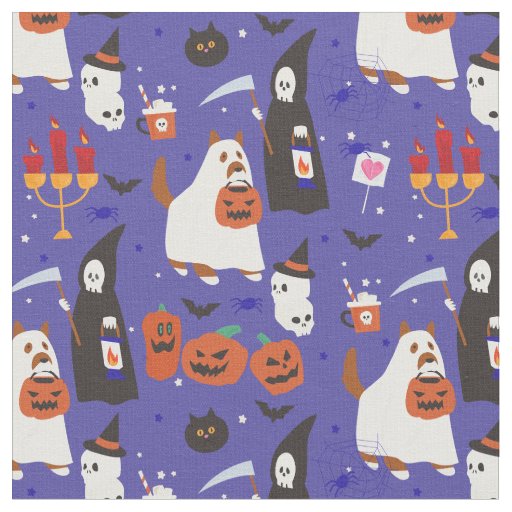 cute halloween puppy dog grim reaper fabric