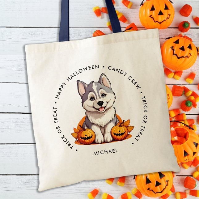 Cute Halloween Puppy Dog Personalized Candy Tote Bag (Creator Uploaded)