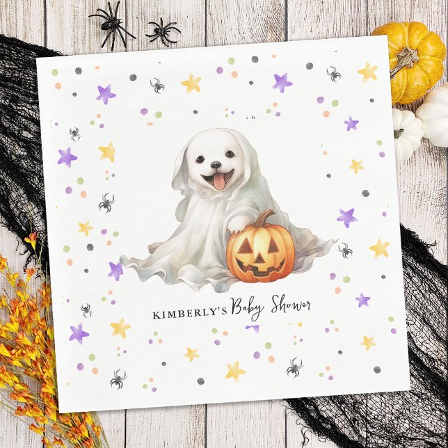 Cute Halloween Puppy Little Boo Baby Shower Napkins (Creator Uploaded)