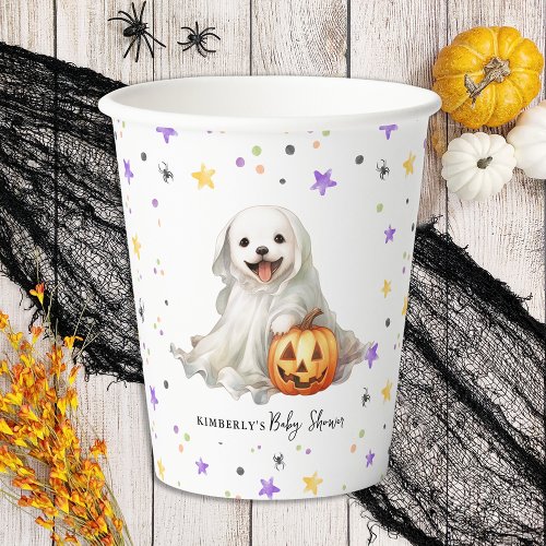 Cute Halloween Puppy Little Boo Baby Shower Paper Cups