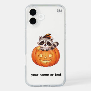 Cute Halloween Raccoon in Jack-o'-Lantern Pumpkin iPhone 16 Plus Case