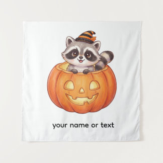 Cute Halloween Raccoon in Jack-o'-Lantern Pumpkin  Tapestry
