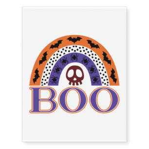 Cute Halloween Rainbow Scary Boo Skull Bats Spider Temporary Tattoos