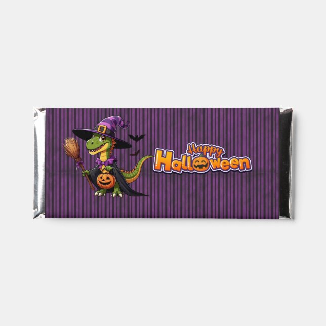 Cute Halloween Raptor/Dinosaur Witch Hershey Bar Favors (Front)