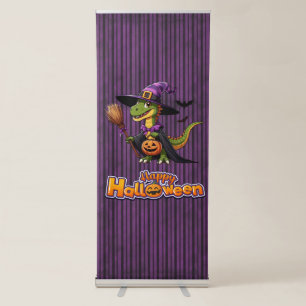 Cute Halloween Raptor/Dinosaur Witch Retractable Banner