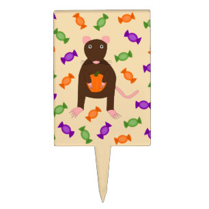 Cute Halloween Rat and Pumpkin Cake Topper