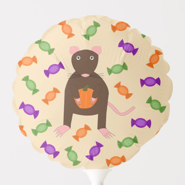 Cute Halloween Rat and Pumpkin Custom Balloon (Front)