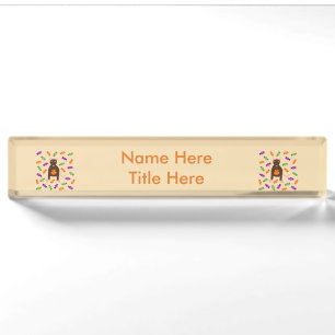 Cute Halloween Rat and Pumpkin Custom Desk Name Plate