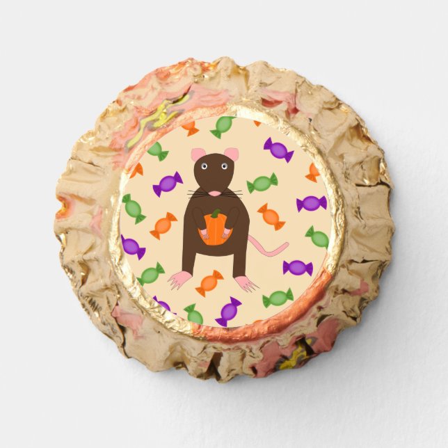 Cute Halloween Rat and Pumpkin Halloween Party Reese's Peanut Butter Cups (Front)