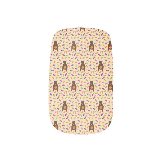 Cute Halloween Rat and Pumpkin Minx Nail Art (Left Thumb)