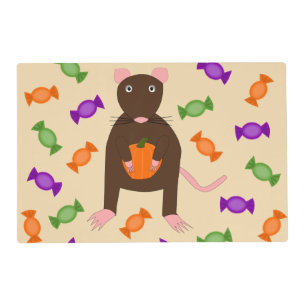 Cute Halloween Rat and Pumpkin Placemat