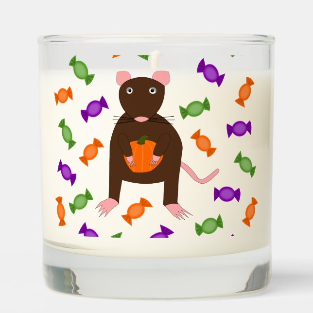 Cute Halloween Rat and Pumpkin Scented Candle (Front)