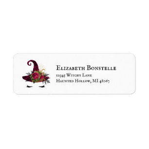 Cute Halloween Red Witch Hat Return Address Label