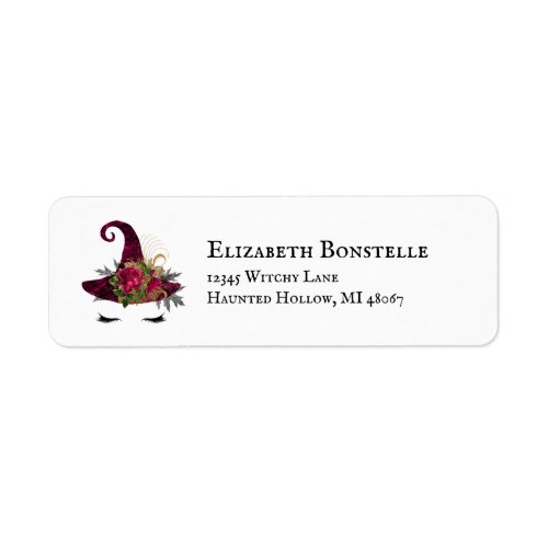 Cute Halloween Red Witch Hat Return Address Label