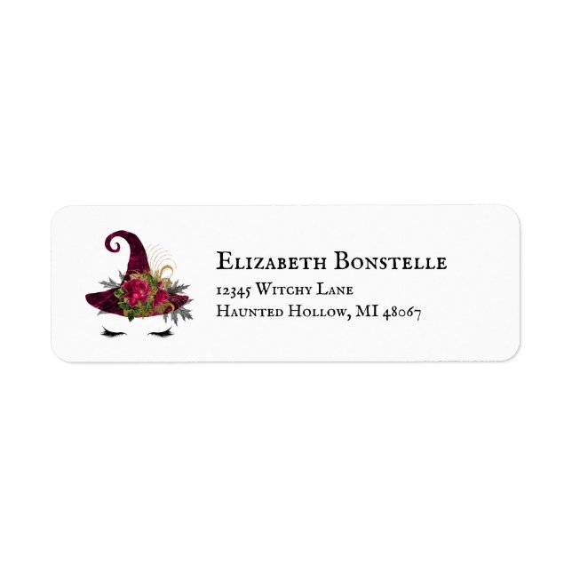 Cute Halloween Red Witch Hat Return Address Label (Front)