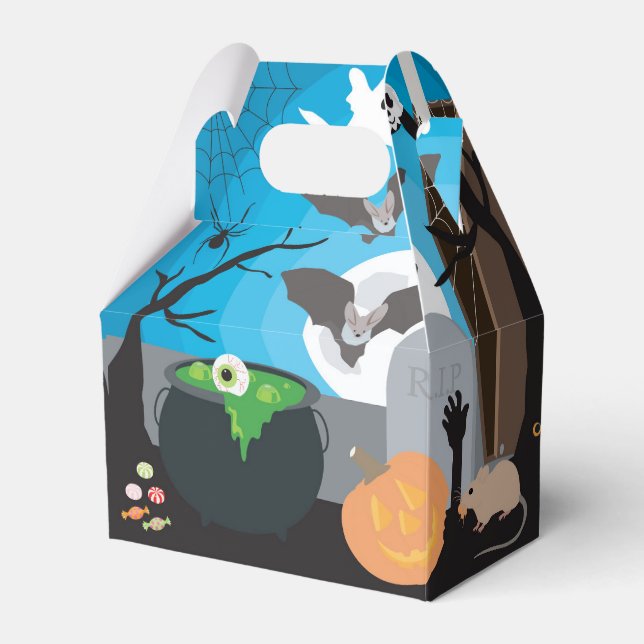 Cute Halloween Scene Kids Halloween Party Favor Boxes (Front Side)