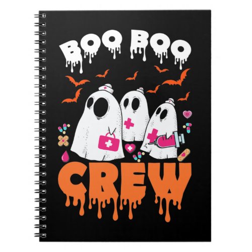 Cute Halloween School Nurse Crew Ghost Boo Notebook