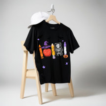 Cute Halloween School Supplies Shirt Pumpkin Ske