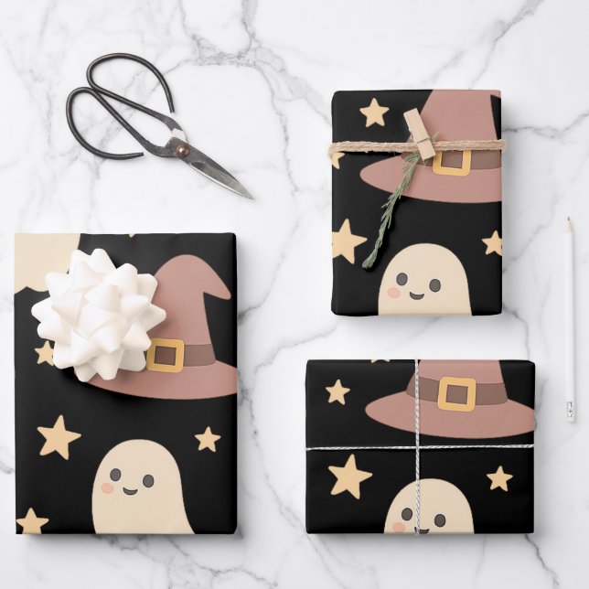 Cute Halloween Seamless Pattern  Wrapping Paper Sheets (Front)