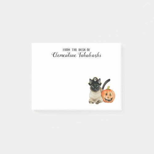 Cute Halloween Siamese Cat  Add Your Name Post_it Notes