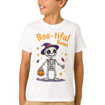 Cute halloween skeleton with candy t-shirt kids