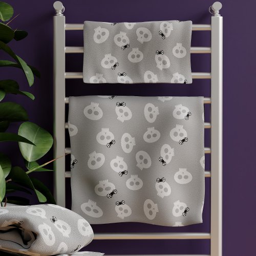 Cute Halloween Skull Bow Pattern Bath Towel Set