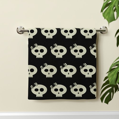 Cute Halloween Skull Pattern Black Hand Towel