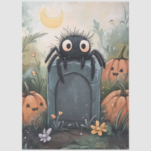 Cute Halloween Spider Illustration Decoupage Tissue Paper