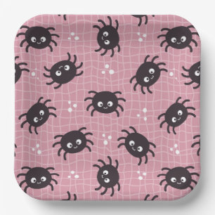 Cute Halloween Spider Pattern Paper Plates