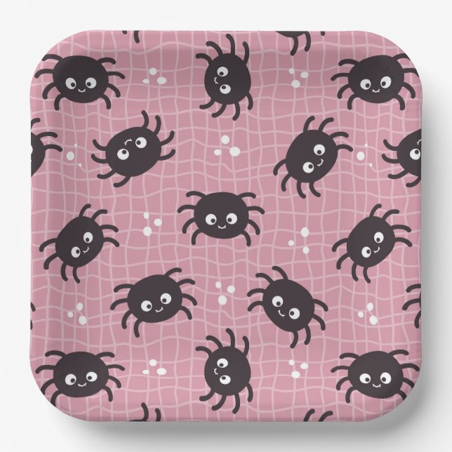 Cute Halloween Spider Pattern Paper Plates (Front)