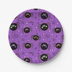 Cute Halloween Spiders Paper Plates