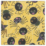 Cute Halloween Spiders Yellow Orange Fabric
