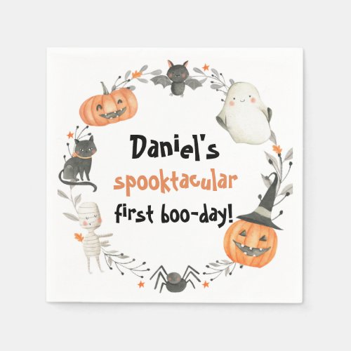 Cute Halloween Spooktacular Birthday Decor Napkins