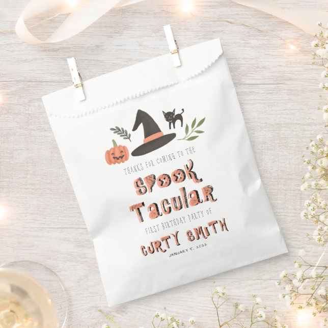 Cute Halloween Spooktacular Birthday Thank You Favor Bag (Clipped)