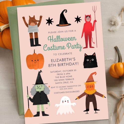 Cute Halloween Spooktacular Costume Birthday Party Invitation