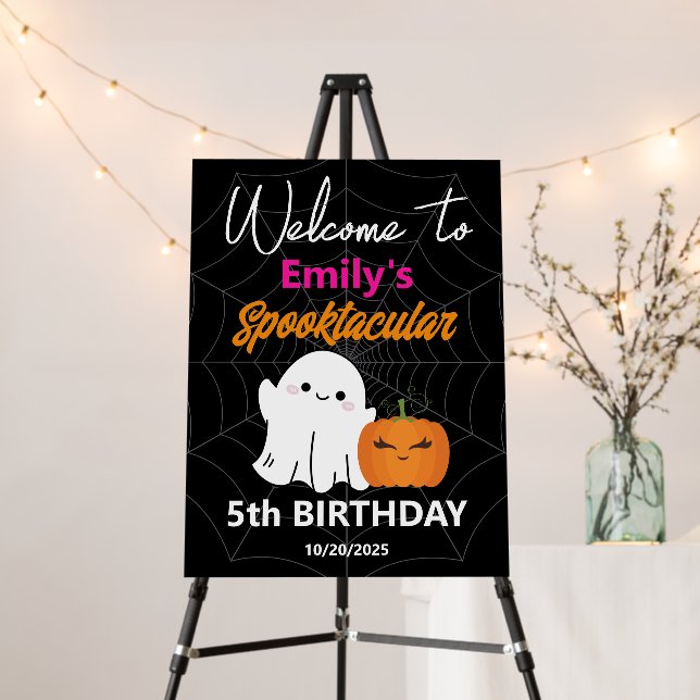 Cute Halloween Spooktacular Kids Birthday Welcome Foam Board (In Situ (Stand))