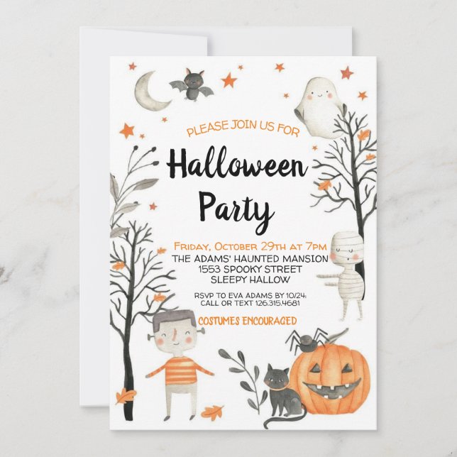 Cute Halloween Spooktacular Party Invitation (Front)