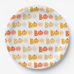 Cute Halloween Spooky Boo Creepy Pumpkin Paper Plates